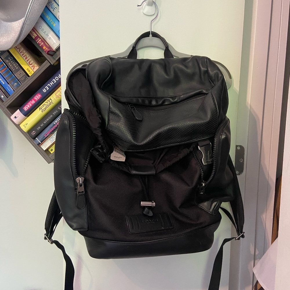Coach Track Backpack black leather
